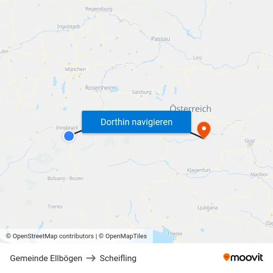 Gemeinde Ellbögen to Scheifling map