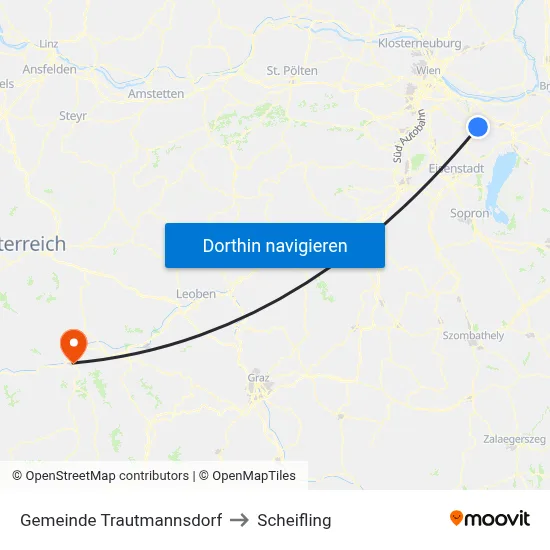 Gemeinde Trautmannsdorf to Scheifling map