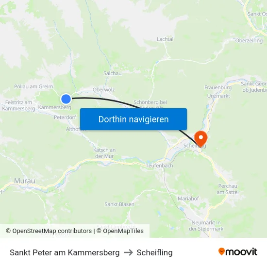 Sankt Peter am Kammersberg to Scheifling map