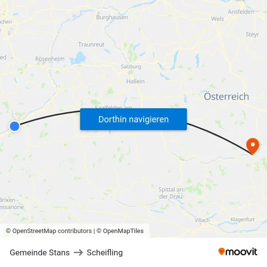 Gemeinde Stans to Scheifling map