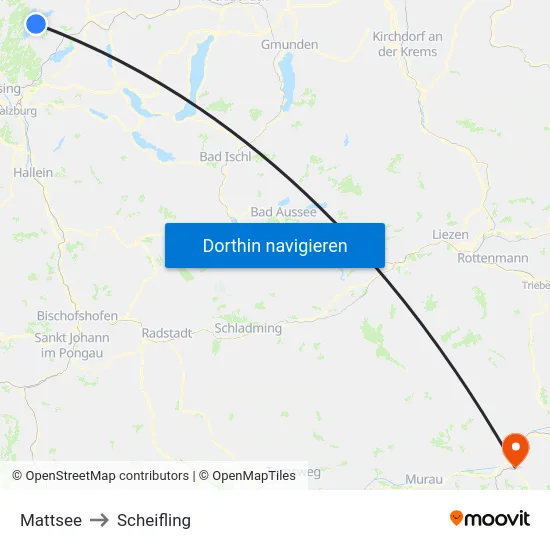 Mattsee to Scheifling map