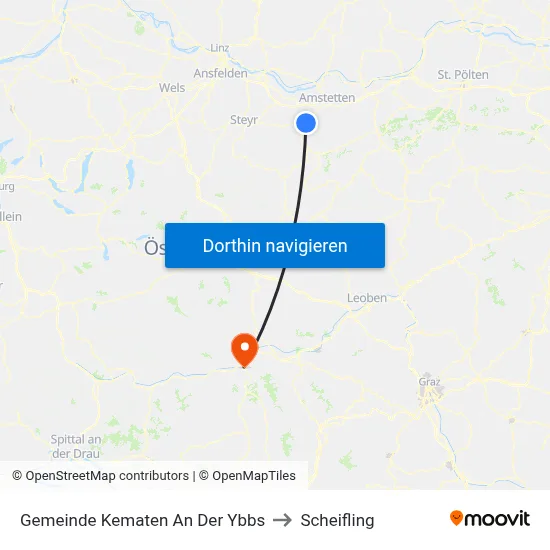 Gemeinde Kematen An Der Ybbs to Scheifling map