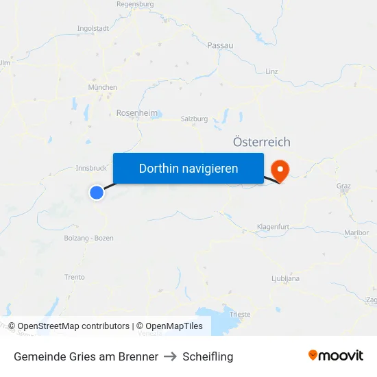 Gemeinde Gries am Brenner to Scheifling map