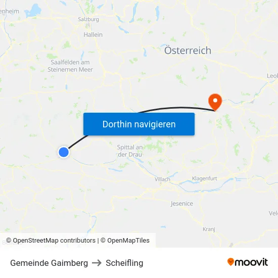 Gemeinde Gaimberg to Scheifling map