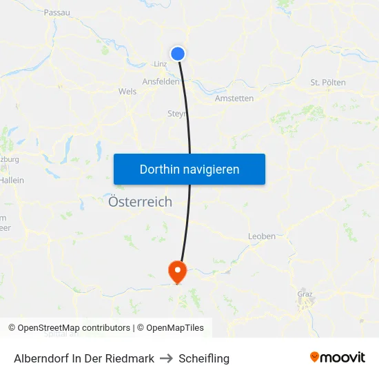 Alberndorf In Der Riedmark to Scheifling map