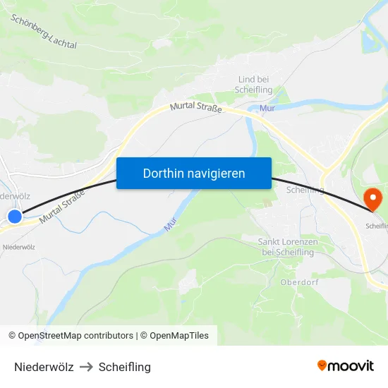 Niederwölz to Scheifling map