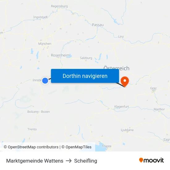 Marktgemeinde Wattens to Scheifling map