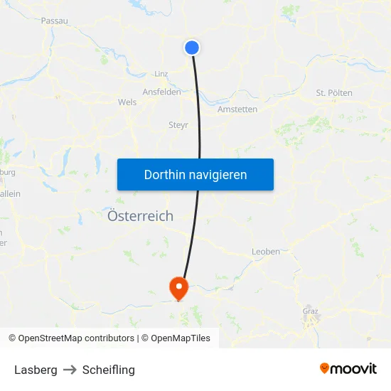 Lasberg to Scheifling map