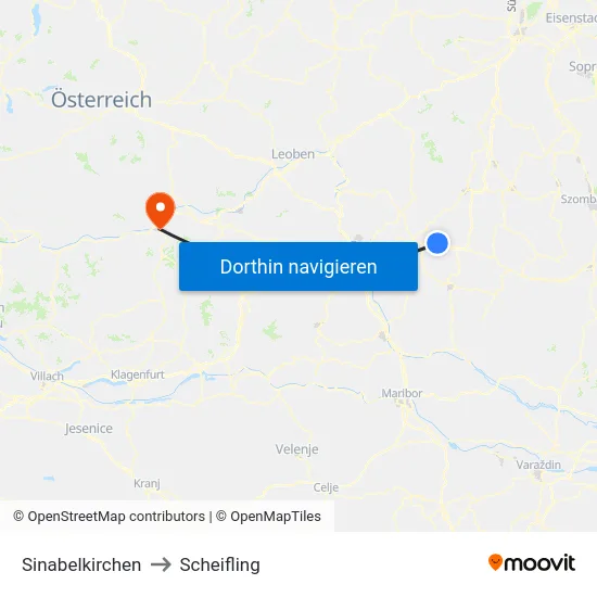 Sinabelkirchen to Scheifling map