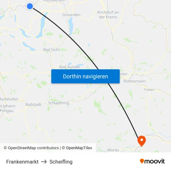 Frankenmarkt to Scheifling map