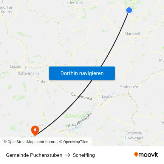 Gemeinde Puchenstuben to Scheifling map