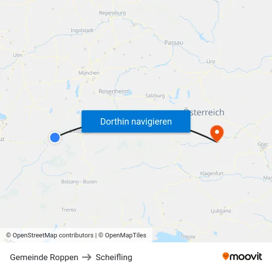 Gemeinde Roppen to Scheifling map