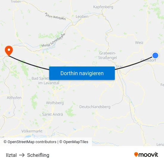 Ilztal to Scheifling map