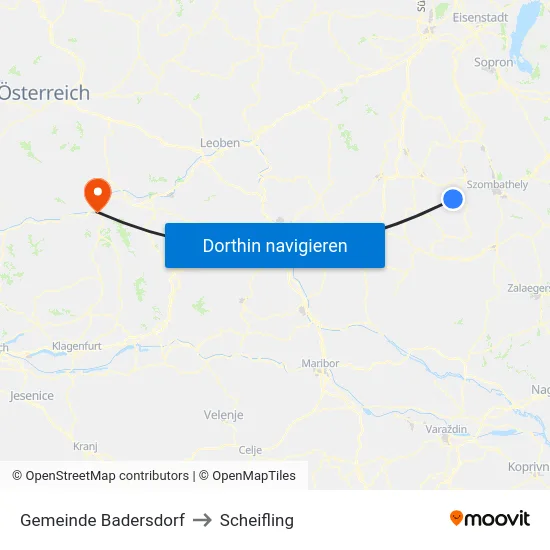 Gemeinde Badersdorf to Scheifling map