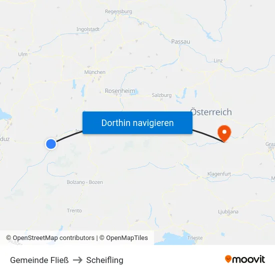 Gemeinde Fließ to Scheifling map