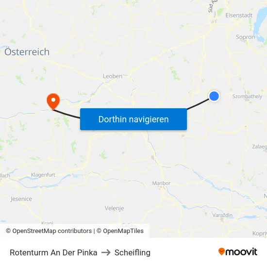 Rotenturm An Der Pinka to Scheifling map