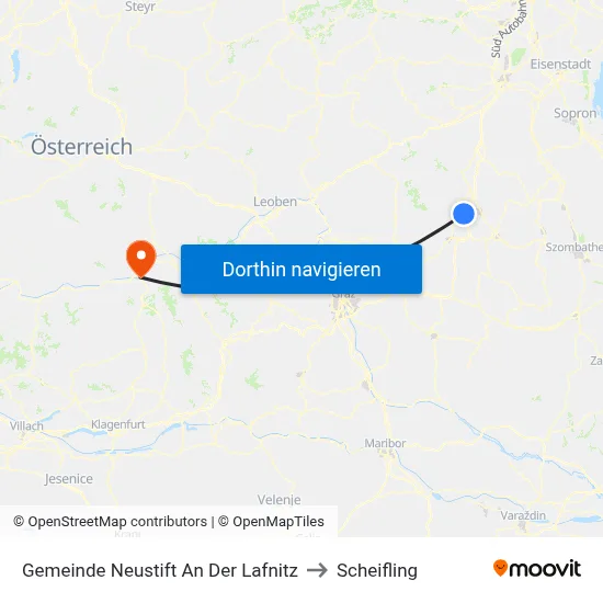 Gemeinde Neustift An Der Lafnitz to Scheifling map