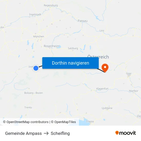 Gemeinde Ampass to Scheifling map