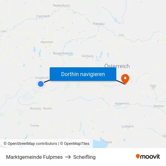 Marktgemeinde Fulpmes to Scheifling map