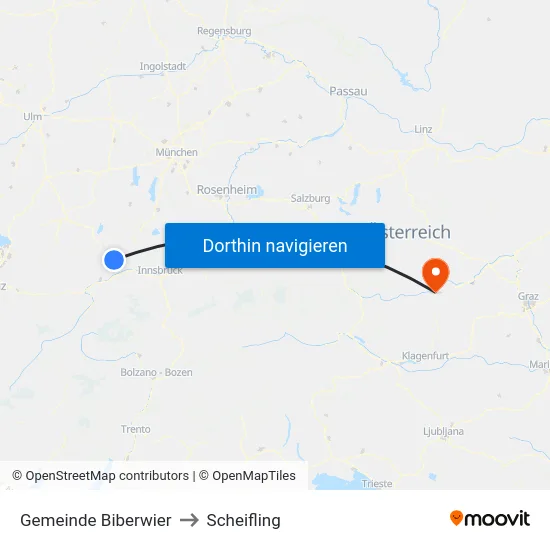 Gemeinde Biberwier to Scheifling map