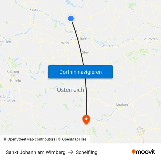 Sankt Johann am Wimberg to Scheifling map