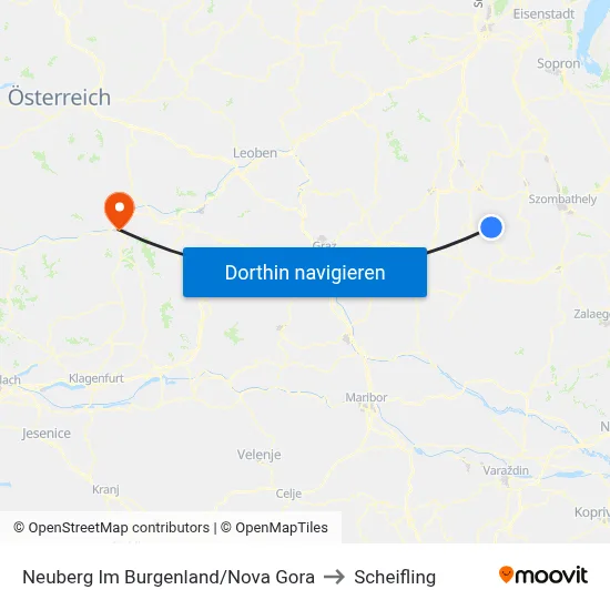 Neuberg Im Burgenland/Nova Gora to Scheifling map