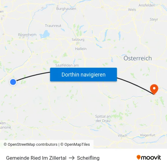 Gemeinde Ried Im Zillertal to Scheifling map