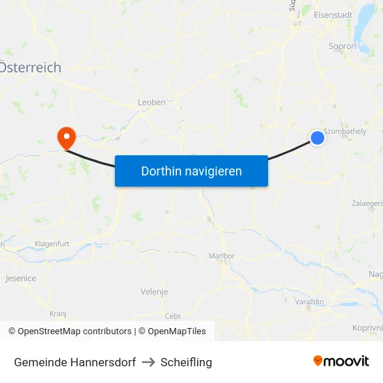 Gemeinde Hannersdorf to Scheifling map