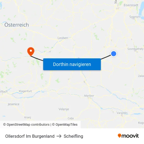 Ollersdorf Im Burgenland to Scheifling map