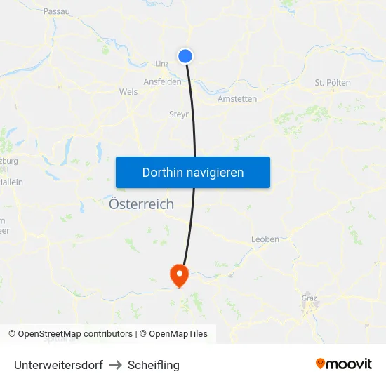 Unterweitersdorf to Scheifling map