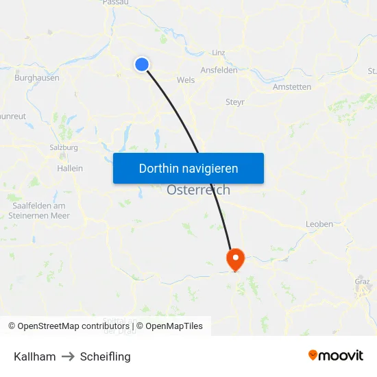 Kallham to Scheifling map