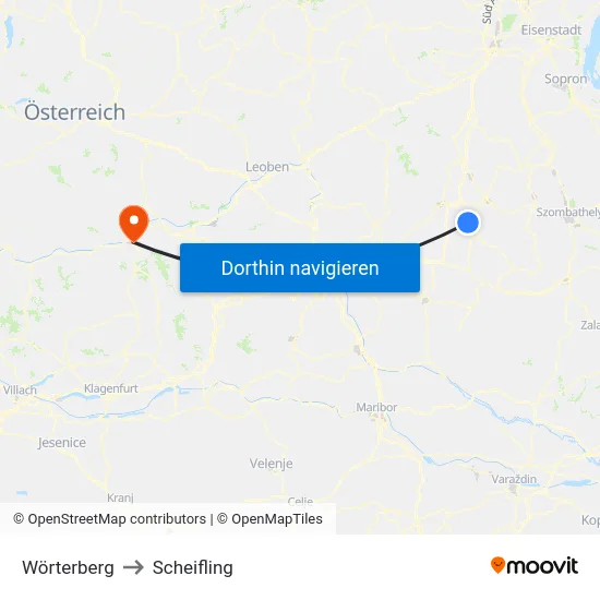 Wörterberg to Scheifling map