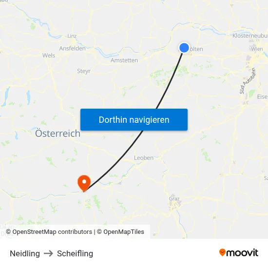 Neidling to Scheifling map