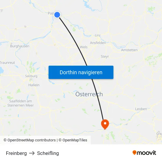 Freinberg to Scheifling map