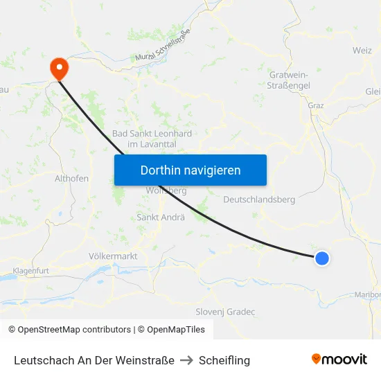Leutschach An Der Weinstraße to Scheifling map