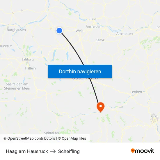 Haag am Hausruck to Scheifling map