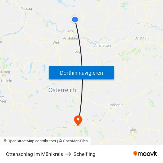 Ottenschlag Im Mühlkreis to Scheifling map