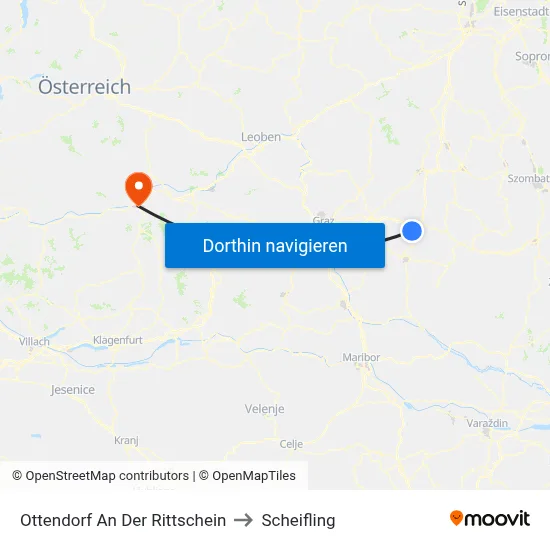 Ottendorf An Der Rittschein to Scheifling map