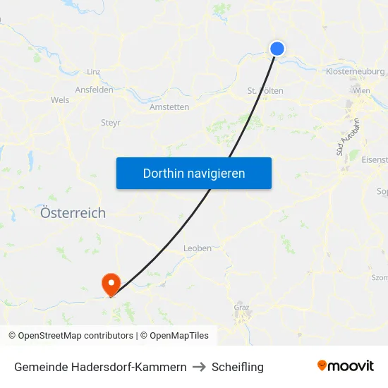 Gemeinde Hadersdorf-Kammern to Scheifling map