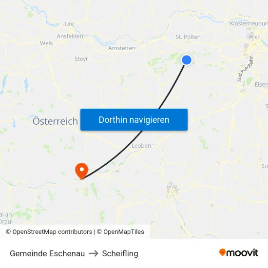 Gemeinde Eschenau to Scheifling map