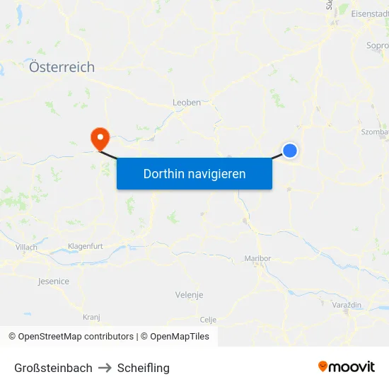 Großsteinbach to Scheifling map