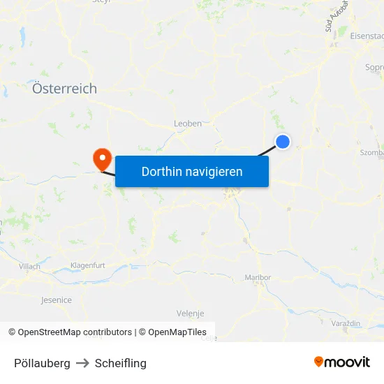 Pöllauberg to Scheifling map