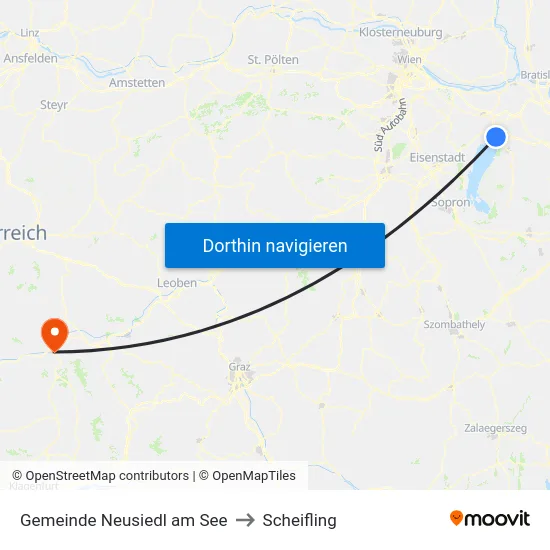 Gemeinde Neusiedl am See to Scheifling map