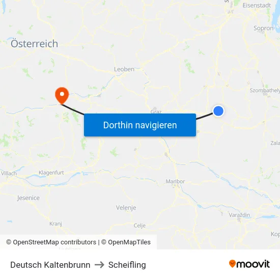 Deutsch Kaltenbrunn to Scheifling map