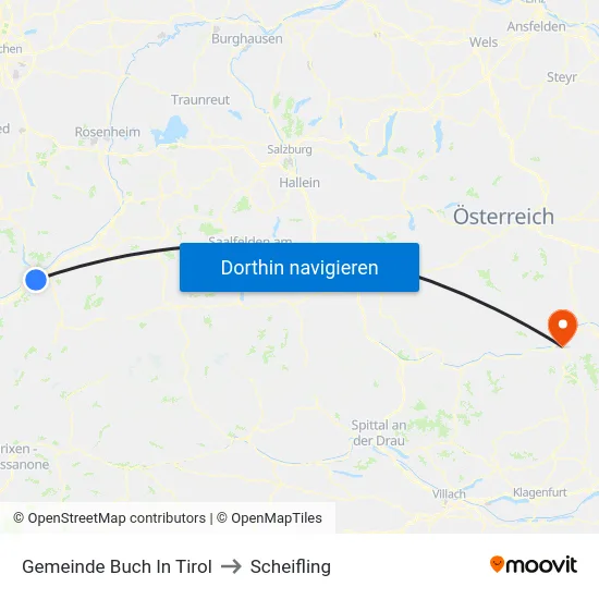 Gemeinde Buch In Tirol to Scheifling map