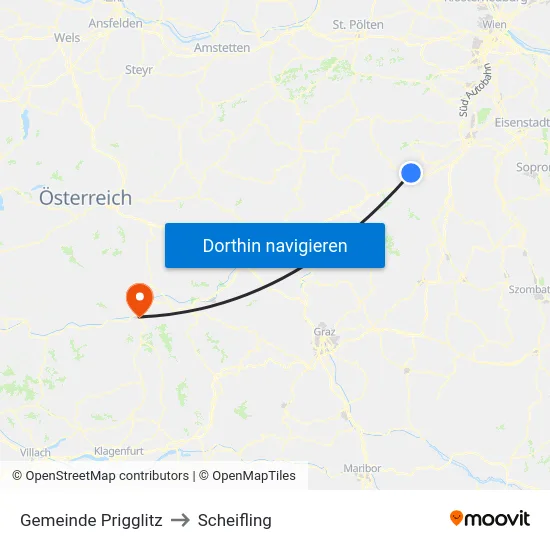 Gemeinde Prigglitz to Scheifling map