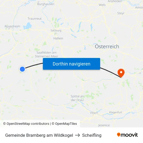 Gemeinde Bramberg am Wildkogel to Scheifling map