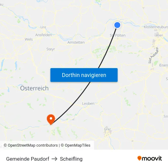 Gemeinde Paudorf to Scheifling map