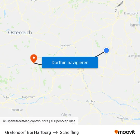 Grafendorf Bei Hartberg to Scheifling map