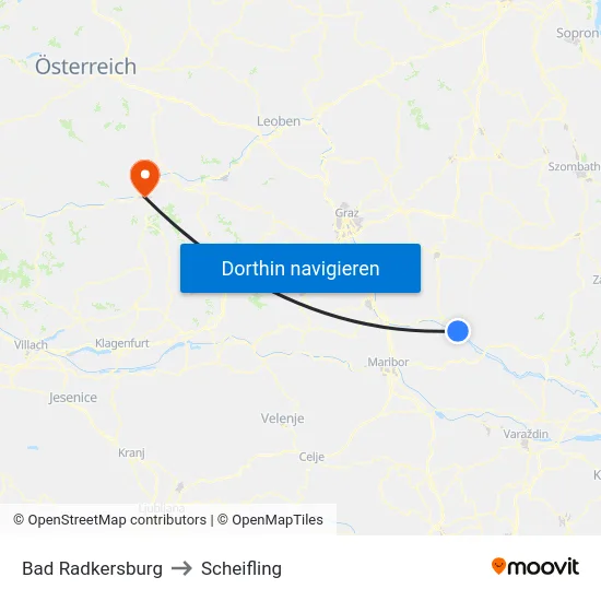 Bad Radkersburg to Scheifling map